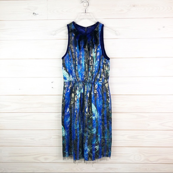 Elie Tahari Demitria Metallic Floral Print Dress - Picture 3 of 11